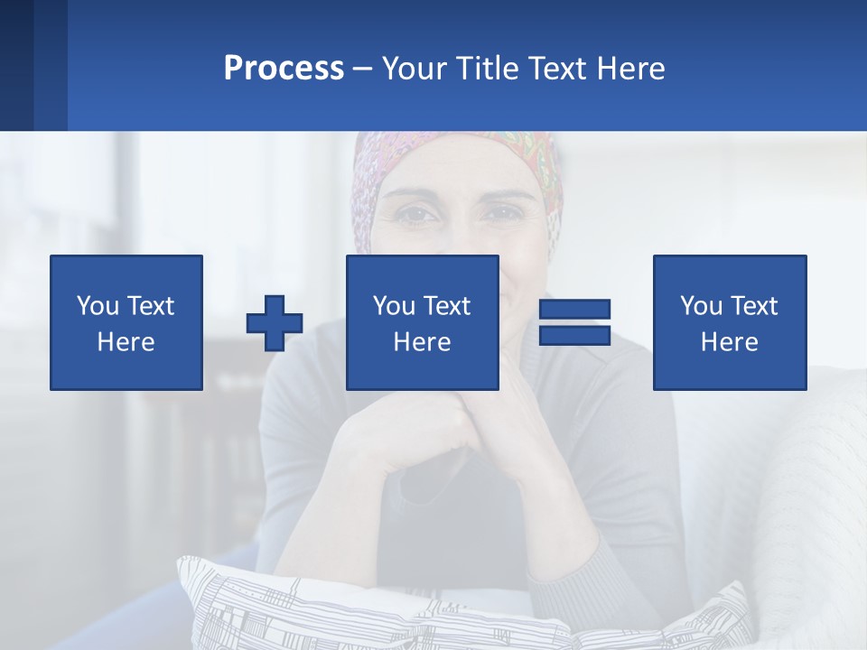 A Woman Sitting On A Couch With Her Hand On Her Chin PowerPoint Template