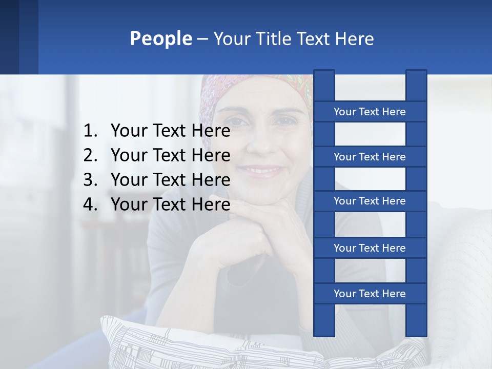 A Woman Sitting On A Couch With Her Hand On Her Chin PowerPoint Template