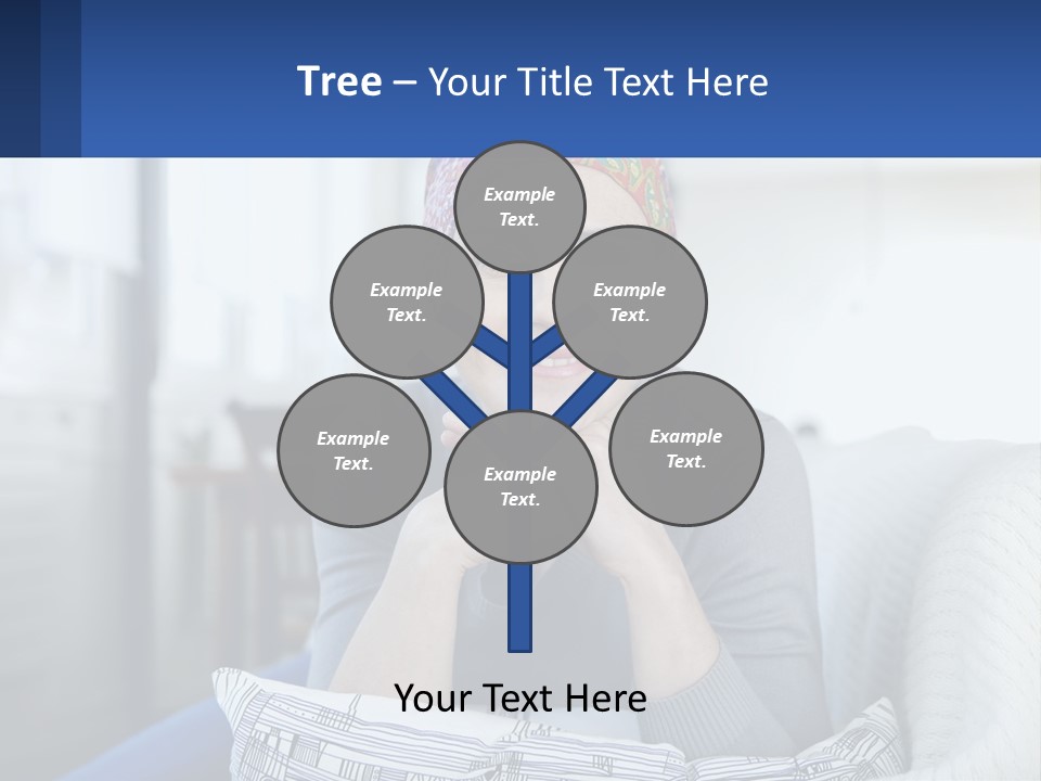A Woman Sitting On A Couch With Her Hand On Her Chin PowerPoint Template