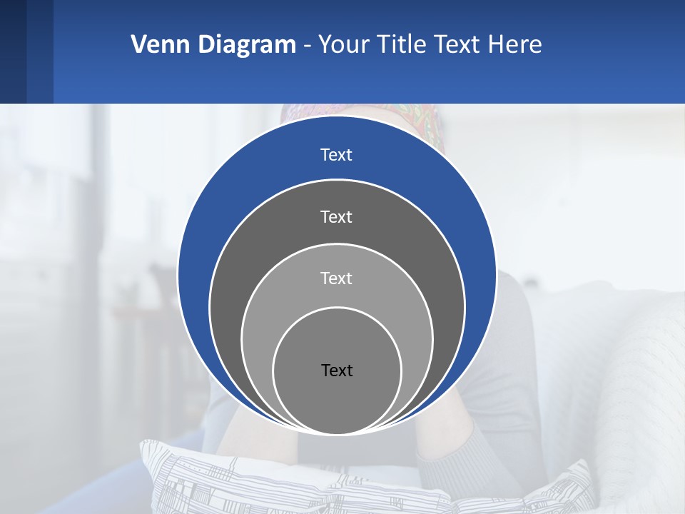 A Woman Sitting On A Couch With Her Hand On Her Chin PowerPoint Template