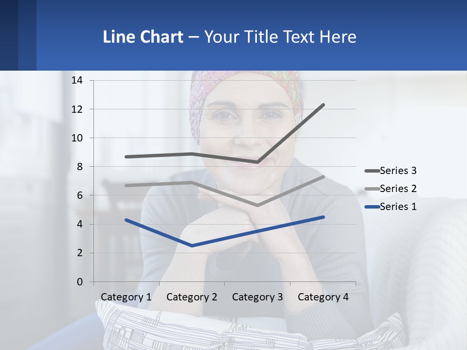 A Woman Sitting On A Couch With Her Hand On Her Chin PowerPoint Template