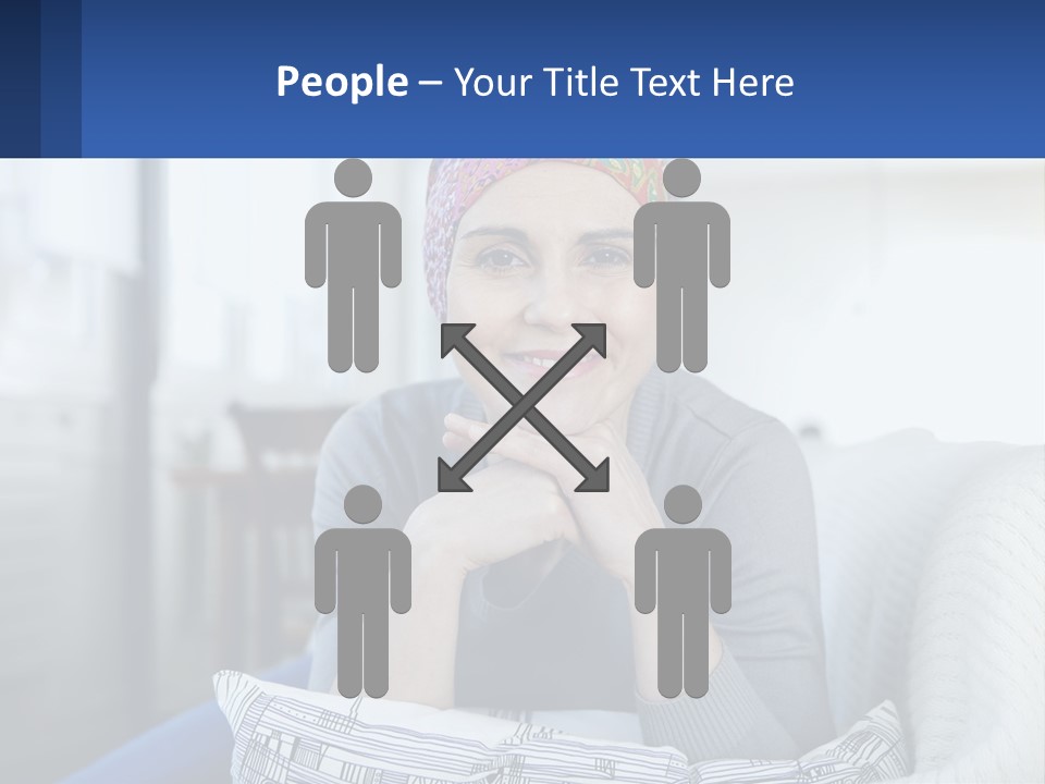 A Woman Sitting On A Couch With Her Hand On Her Chin PowerPoint Template