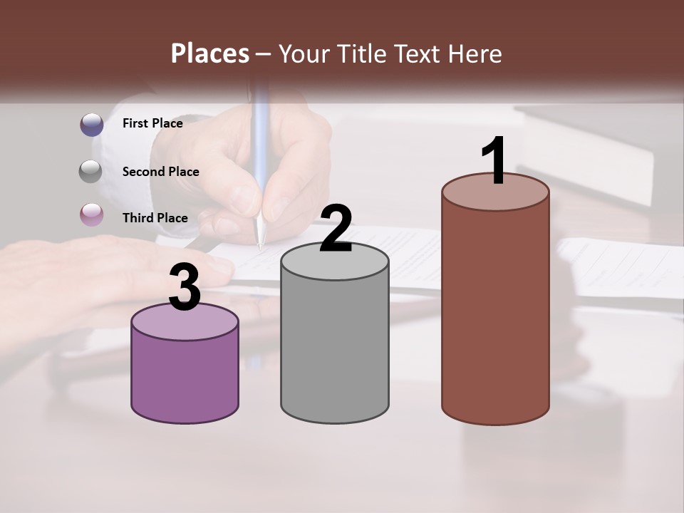A Person Signing A Document On A Desk PowerPoint Template