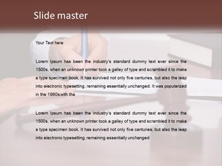 A Person Signing A Document On A Desk PowerPoint Template