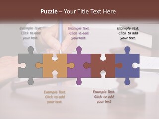 A Person Signing A Document On A Desk PowerPoint Template