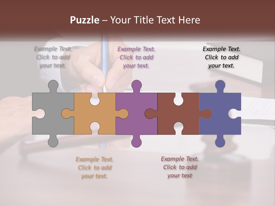 A Person Signing A Document On A Desk PowerPoint Template