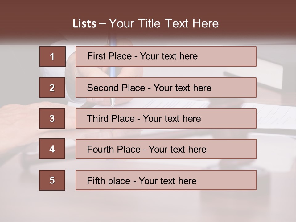A Person Signing A Document On A Desk PowerPoint Template