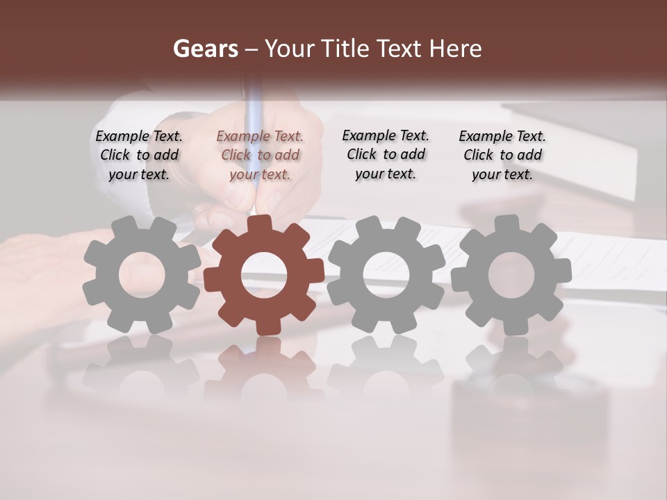 A Person Signing A Document On A Desk PowerPoint Template