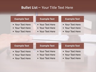 A Person Signing A Document On A Desk PowerPoint Template