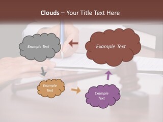 A Person Signing A Document On A Desk PowerPoint Template