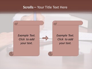 A Person Signing A Document On A Desk PowerPoint Template