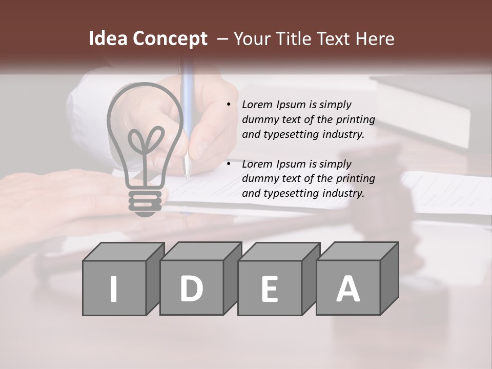 A Person Signing A Document On A Desk PowerPoint Template