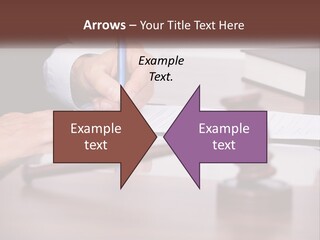 A Person Signing A Document On A Desk PowerPoint Template