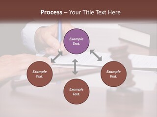 A Person Signing A Document On A Desk PowerPoint Template