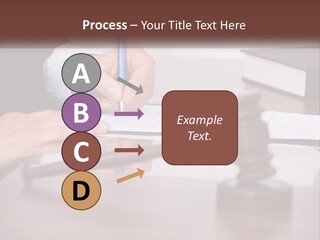 A Person Signing A Document On A Desk PowerPoint Template