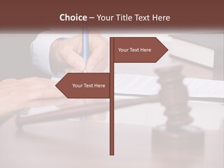 A Person Signing A Document On A Desk PowerPoint Template
