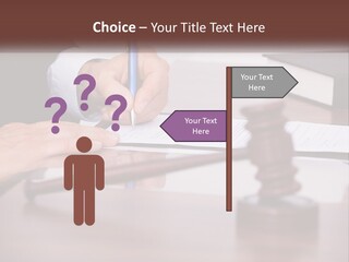 A Person Signing A Document On A Desk PowerPoint Template