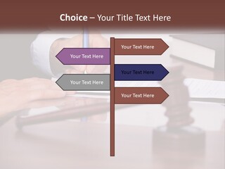 A Person Signing A Document On A Desk PowerPoint Template
