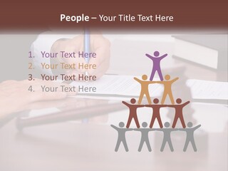 A Person Signing A Document On A Desk PowerPoint Template