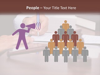 A Person Signing A Document On A Desk PowerPoint Template