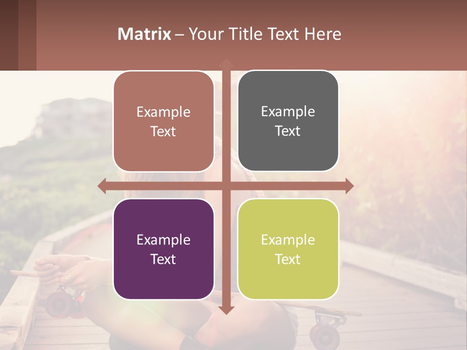 A Woman Sitting On A Bench With A Skateboard PowerPoint Template