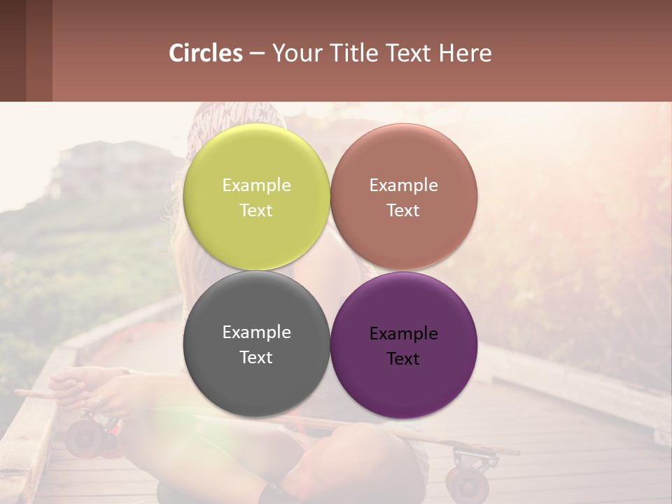 A Woman Sitting On A Bench With A Skateboard PowerPoint Template