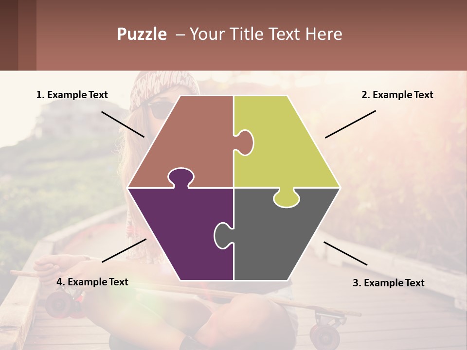 A Woman Sitting On A Bench With A Skateboard PowerPoint Template