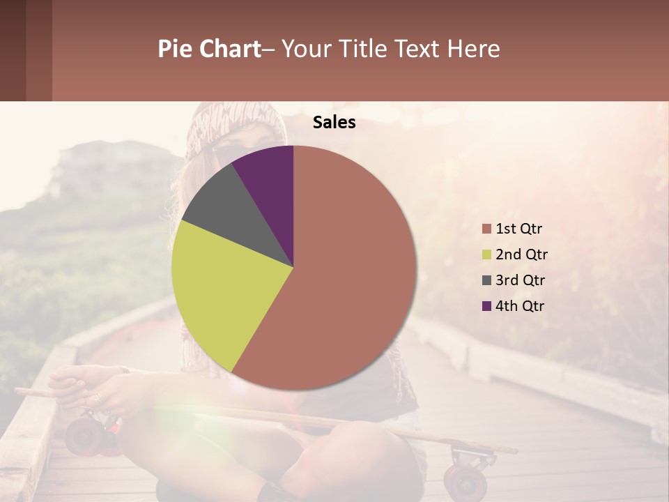 A Woman Sitting On A Bench With A Skateboard PowerPoint Template