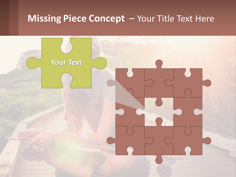 A Woman Sitting On A Bench With A Skateboard PowerPoint Template