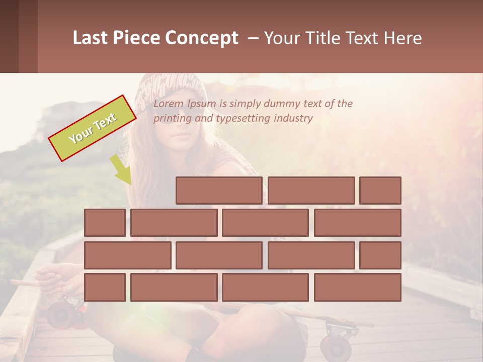 A Woman Sitting On A Bench With A Skateboard PowerPoint Template
