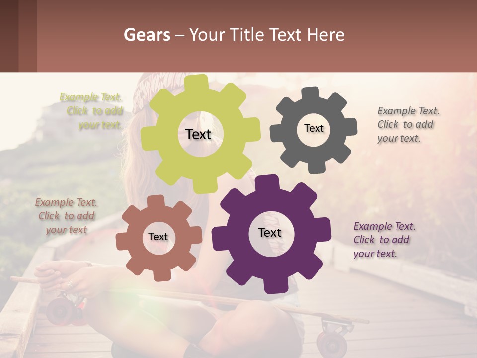 A Woman Sitting On A Bench With A Skateboard PowerPoint Template