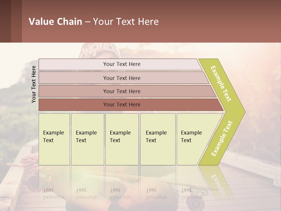 A Woman Sitting On A Bench With A Skateboard PowerPoint Template