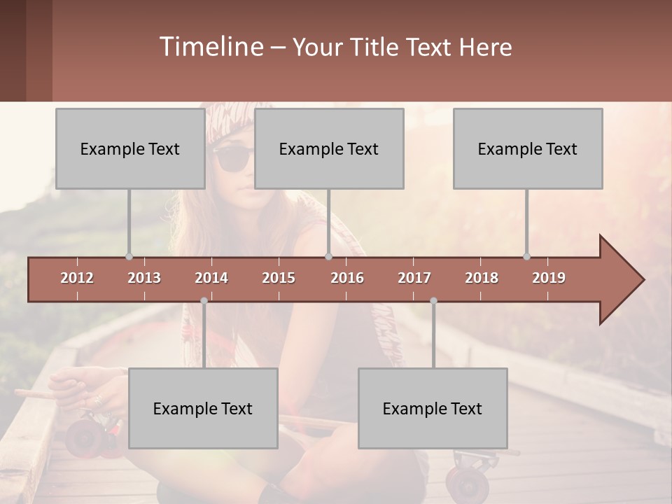 A Woman Sitting On A Bench With A Skateboard PowerPoint Template