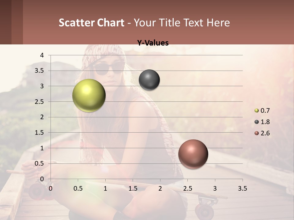 A Woman Sitting On A Bench With A Skateboard PowerPoint Template