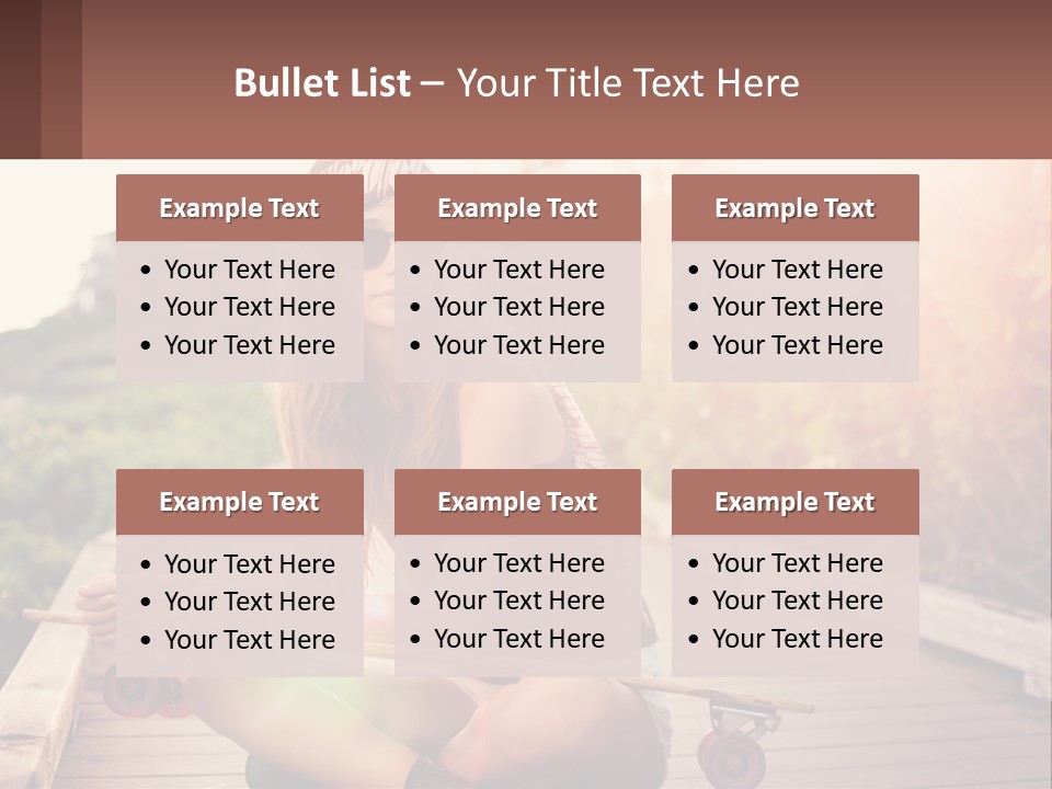 A Woman Sitting On A Bench With A Skateboard PowerPoint Template