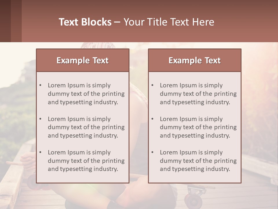 A Woman Sitting On A Bench With A Skateboard PowerPoint Template