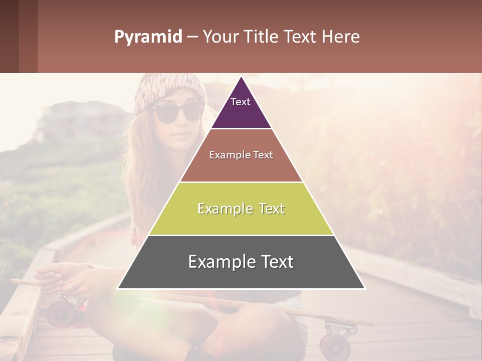 A Woman Sitting On A Bench With A Skateboard PowerPoint Template