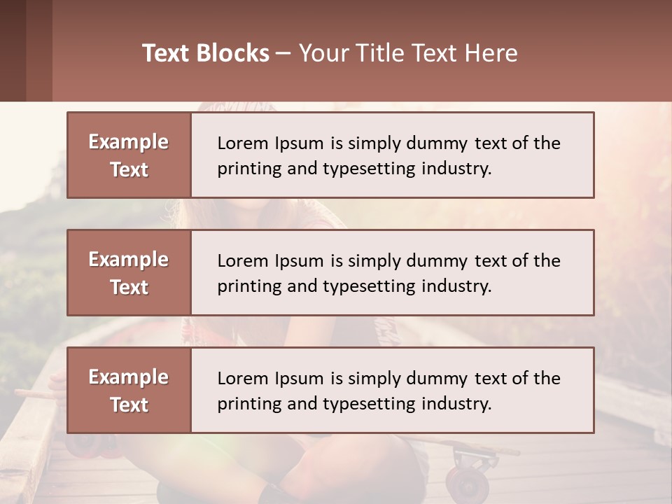 A Woman Sitting On A Bench With A Skateboard PowerPoint Template