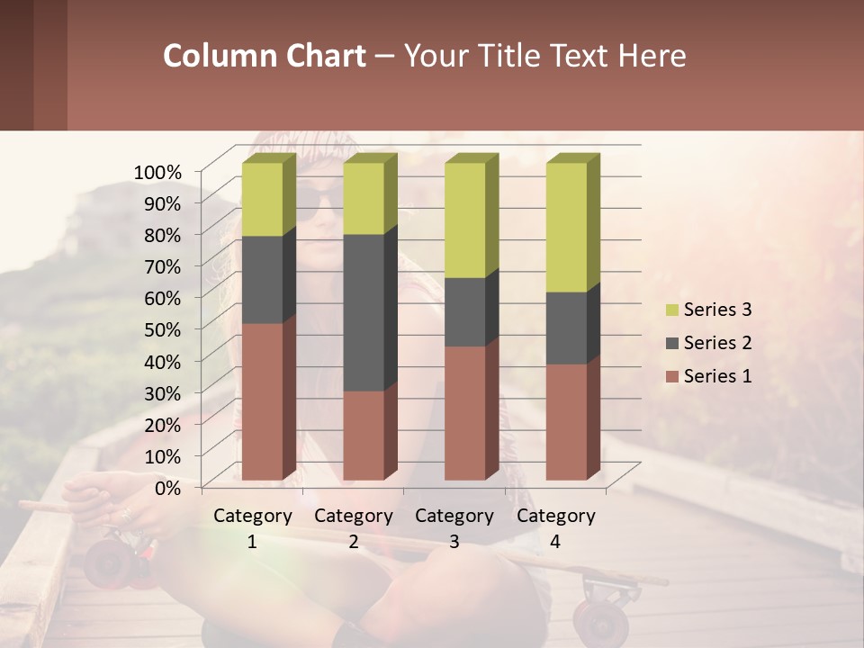 A Woman Sitting On A Bench With A Skateboard PowerPoint Template