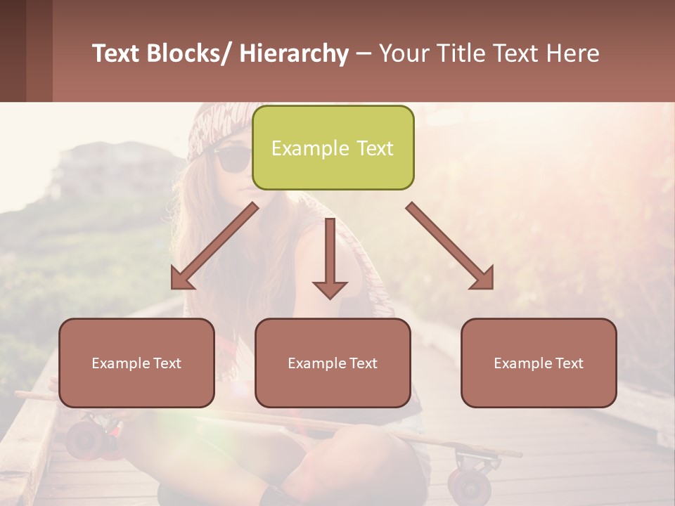 A Woman Sitting On A Bench With A Skateboard PowerPoint Template