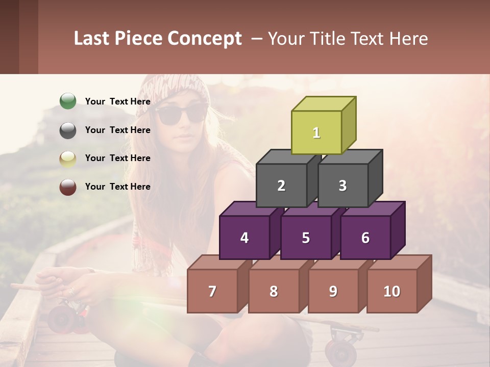 A Woman Sitting On A Bench With A Skateboard PowerPoint Template