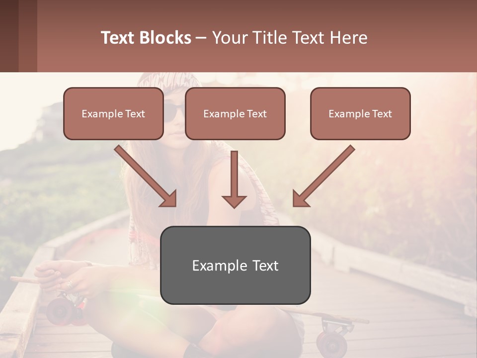 A Woman Sitting On A Bench With A Skateboard PowerPoint Template