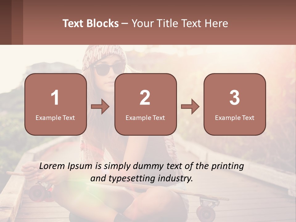 A Woman Sitting On A Bench With A Skateboard PowerPoint Template