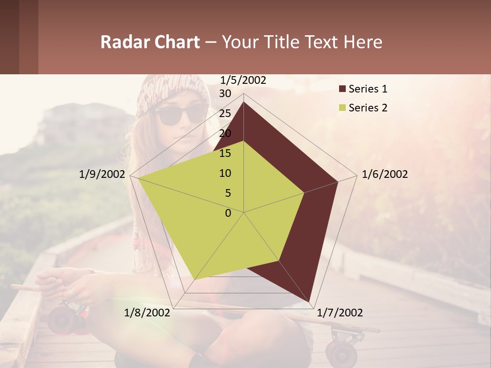 A Woman Sitting On A Bench With A Skateboard PowerPoint Template