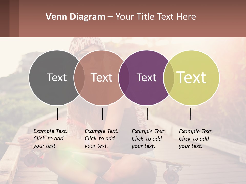 A Woman Sitting On A Bench With A Skateboard PowerPoint Template