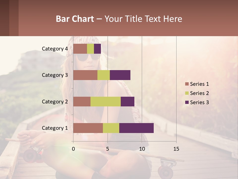 A Woman Sitting On A Bench With A Skateboard PowerPoint Template