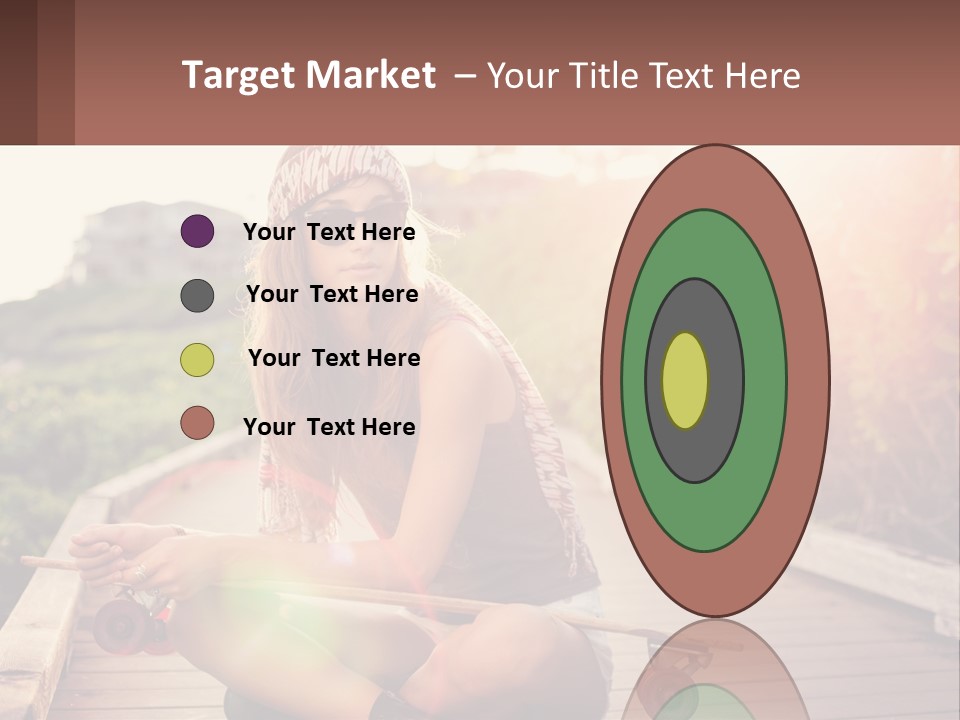 A Woman Sitting On A Bench With A Skateboard PowerPoint Template