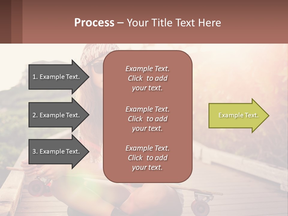 A Woman Sitting On A Bench With A Skateboard PowerPoint Template