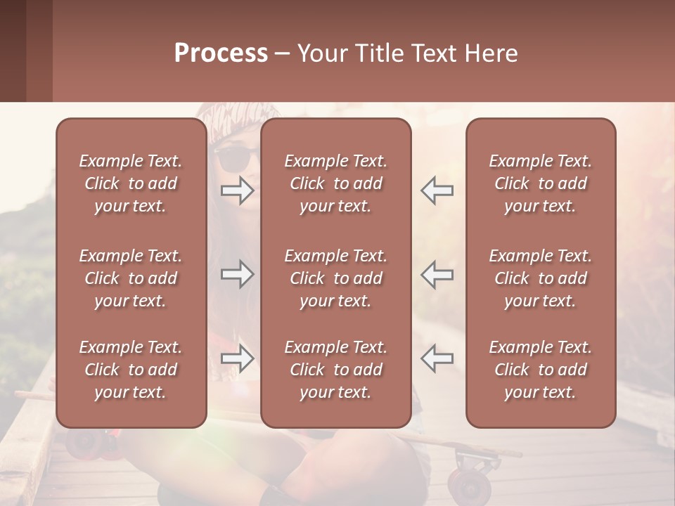 A Woman Sitting On A Bench With A Skateboard PowerPoint Template