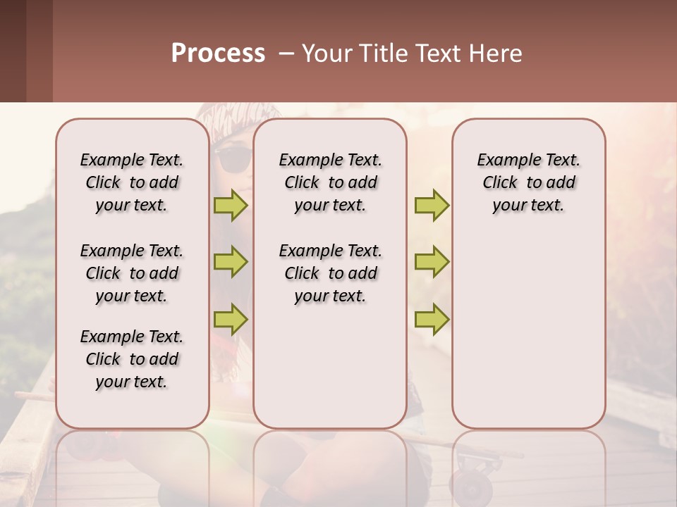 A Woman Sitting On A Bench With A Skateboard PowerPoint Template